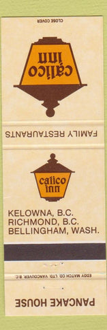 Matchbook Cover - Calico Inn Kelowna Richmond BC Bellingham WA pancakes