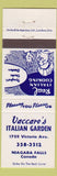 Matchbook Cover - Vaccaro's Italian Garden Niagara Falls ON white