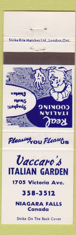 Matchbook Cover - Vaccaro's Italian Garden Niagara Falls ON white