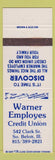 Matchbook Cover - Warner Employes Credit Union South Beloit IL