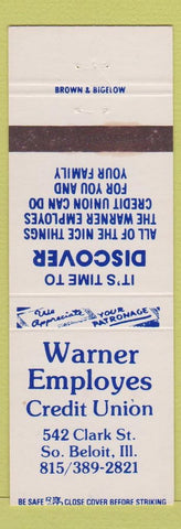Matchbook Cover - Warner Employes Credit Union South Beloit IL
