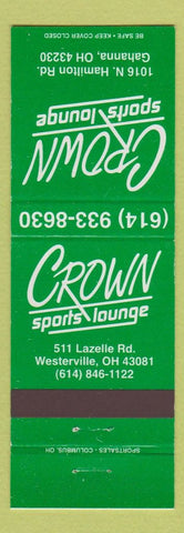 Matchbook Cover - Crown Sports Lounge Gahanna OH