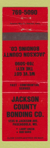 Matchbook Cover - Jackson County Bonding Pascagoula MS