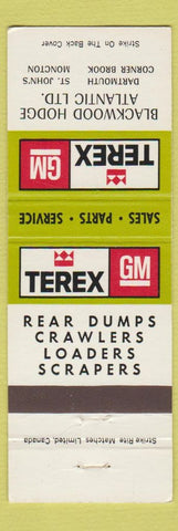 Matchbook Cover - Terex GM Dump Trucks Tractors Dartmouth ST Johns Moncton NB