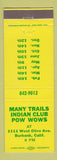 Matchbook Cover - Many Trails Indian Club Pow Wows Burbank CA
