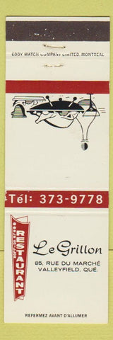 Matchbook Cover - Restaurant Le Grillon Valleyfield QC