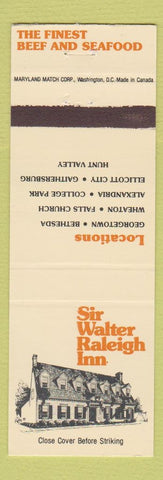Matchbook Cover - Sir Walter Raleigh Inn Wheaton Bethesda Alexandria VA