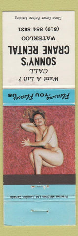 Matchbook Cover - Sonny's Crane Rental Waterloo ON pinup WEAR