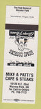 Matchbook Cover - Mike and Patti's Cafe Nicoma Park OK white