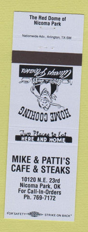 Matchbook Cover - Mike and Patti's Cafe Nicoma Park OK blue