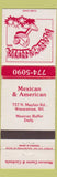 Matchbook Cover - Margarita 100 Mexican Food Wauwatosa WI
