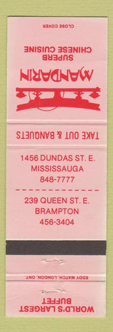 Matchbook Cover - Mandarin Chinese Restaurant Brampton Mississauga ON