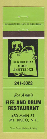 Matchbook Cover - Joe Angi's Fife and Drum Mount Kisco NY lime green