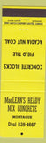 Matchbook Cover - MacLean's Ready Mix Concrete Montague PE yellow