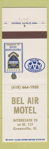 Matchbook Cover - Bel Air Motel Greenville IL