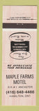 Matchbook Cover - Maple Farms Motel Hamilton ON