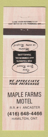Matchbook Cover - Maple Farms Motel Hamilton ON