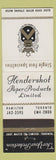 Matchbook Cover - Hendershot Paper Products Hamilton Toronto ON