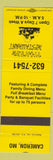 Matchbook Cover - Pioneer Restaurant Cameron MO yellow