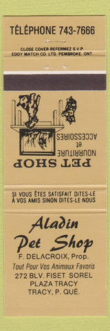 Matchbook Cover - Aladin Pet Shop Tracy QC gold