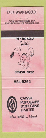 Matchbook Cover - Caisse Populaire D' Orleans QC pink