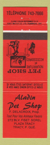 Matchbook Cover - Aladin Pet Shop Tracy QC red