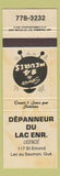 Matchbook Cover - Depanneur Du Lac Lac Au Saumon QC yellow