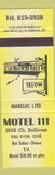 Matchbook Cover - Motel 111 Val D'Or QC yellow