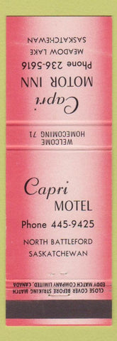 Matchbook Cover - Capri Motel Meadow Lake North Battleford SK red