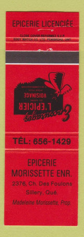 Matchbook Cover - Epicerie Morissette Sillery QC red