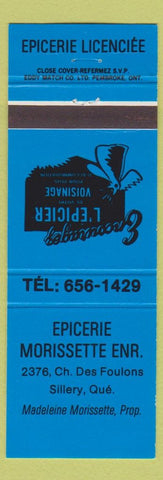 Matchbook Cover - Epicerie Morissette Sillery QC blue