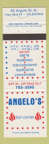 Matchbook Cover - Angelo's Hot Corner Caledonia ON