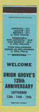 Matchbook Cover - Union Grove's 125th Anniversary WI Blue