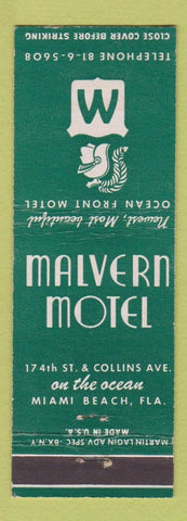 Matchbook Cover - Malvern Motel Miami Beach FL