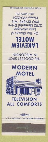Matchbook Cover - Lakeview Motel Two Rivers WI