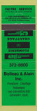 Matchbook Cover - Boileau Alain Inc Granby QC Plumbing green
