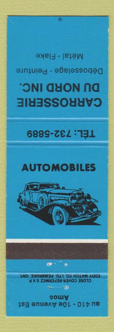 Matchbook Cover - Carrosserie Car Paint Metal Amos QC blue