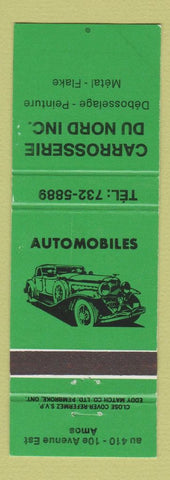Matchbook Cover - Carrosserie Car Paint Metal Amos QC green