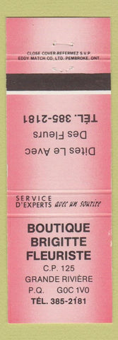 Matchbook Cover - Boutique Brigitte Fleuriste Grande Riviere QC red