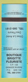Matchbook Cover - Boutique Brigitte Fleuriste Grande Riviere QC blue