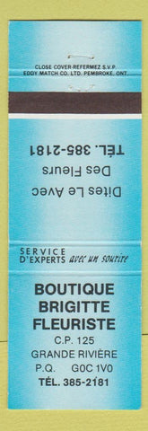 Matchbook Cover - Boutique Brigitte Fleuriste Grande Riviere QC blue