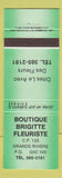 Matchbook Cover - Boutique Brigitte Fleuriste Grande Riviere QC green