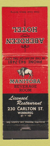 Matchbook Cover - Aberdeen Hotel Winnipeg MB buffalo WEAR