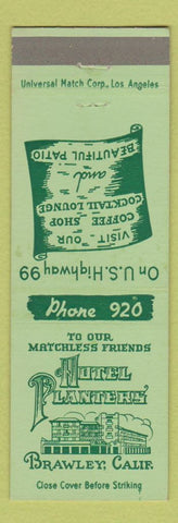 Matchbook Cover - Hotel Planters Brawley CA low phone #