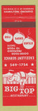 Matchbook Cover - Big Top Restaurant Hamilton ON elephant
