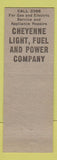 Matchbook Cover - Hospitality House Cheyenne Light Fuel Power