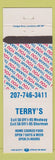 Matchbook Cover - Terry's Restaurant Medway Sherman ME