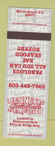 Matchbook Cover - Bennets Seafood Myrtle Beach SC