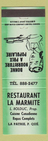 Matchbook Cover - Restaurant La Marmite La Patrie QC girlie green