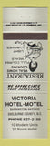 Matchbook Cover Victoria Hotel Motel Shelburne County Barrington Passage NS GREY
